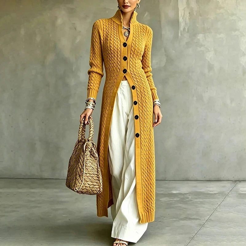Queenie - Cable-Knit Long Cardigan