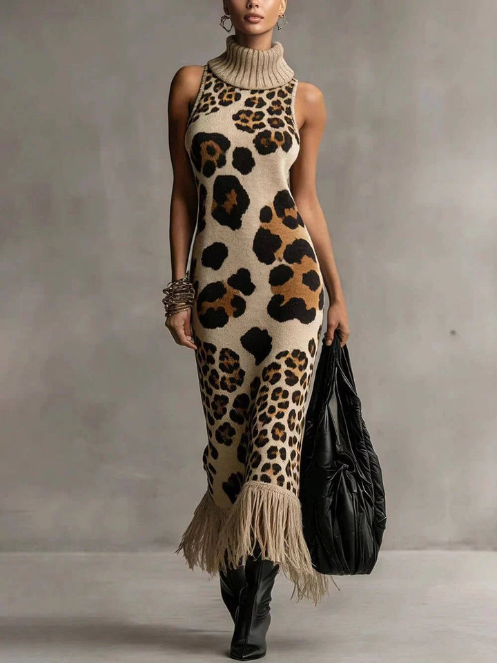 Oksana - Leopard-Print Fringed Maxi Dress