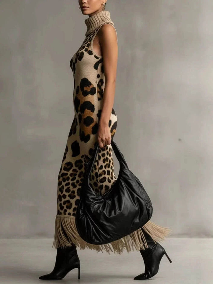 Oksana - Leopard-Print Fringed Maxi Dress