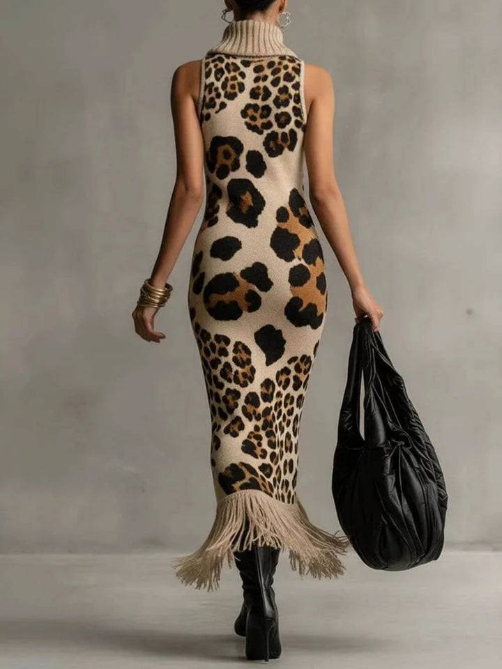 Oksana - Leopard-Print Fringed Maxi Dress