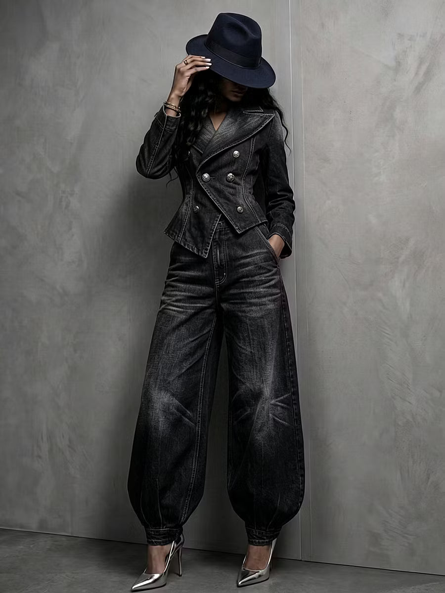 Neris - Tailored Double Breasted Two Piece Trouser Set