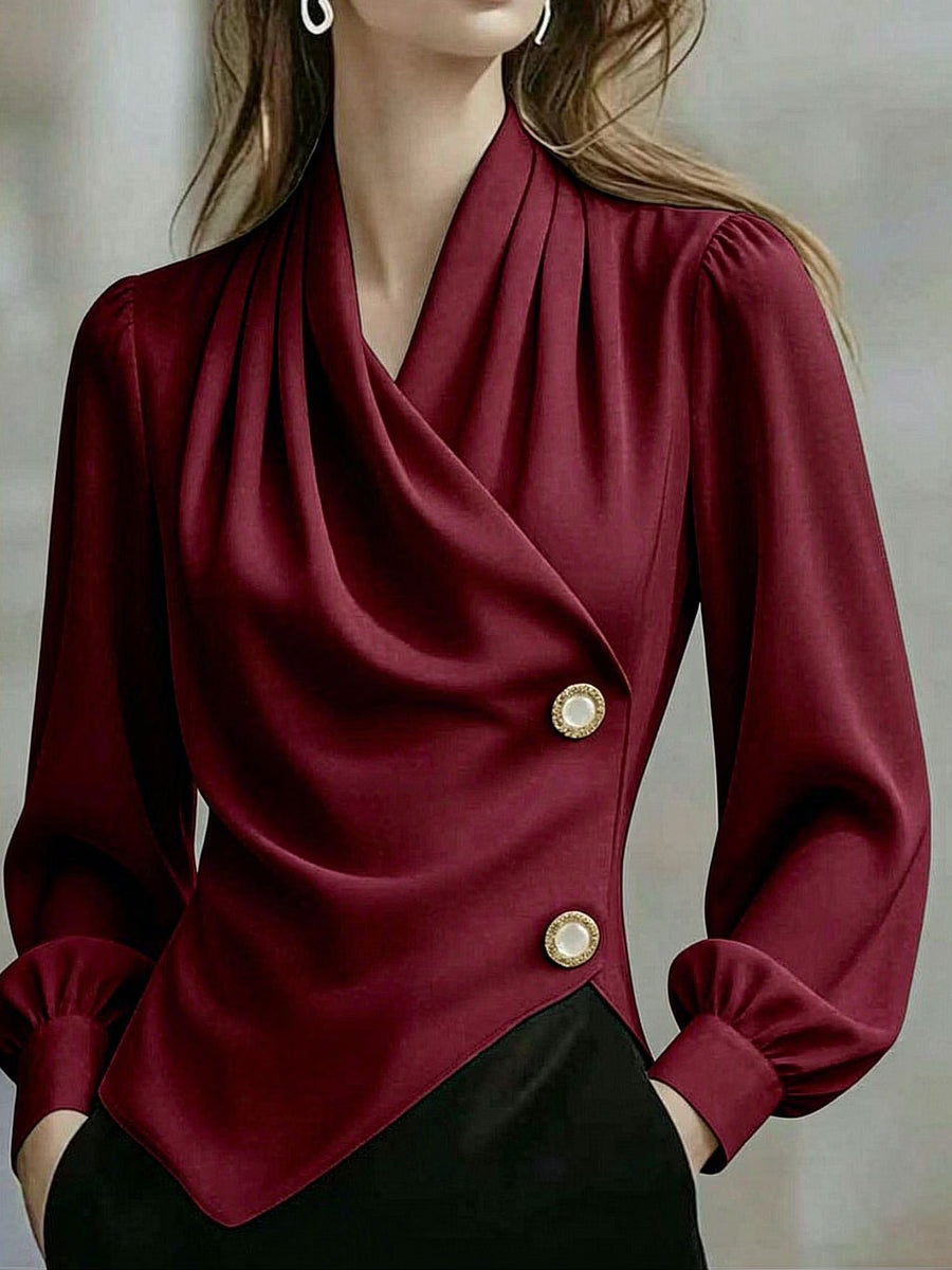 Ximena - Elegant Draped Satin Blouse