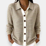 Yola - Striped Button-Front Cardigan
