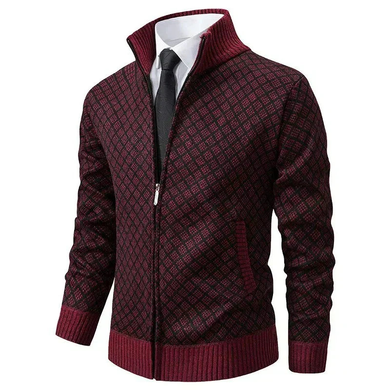 Aris - Patterned Zip Front Cardigan