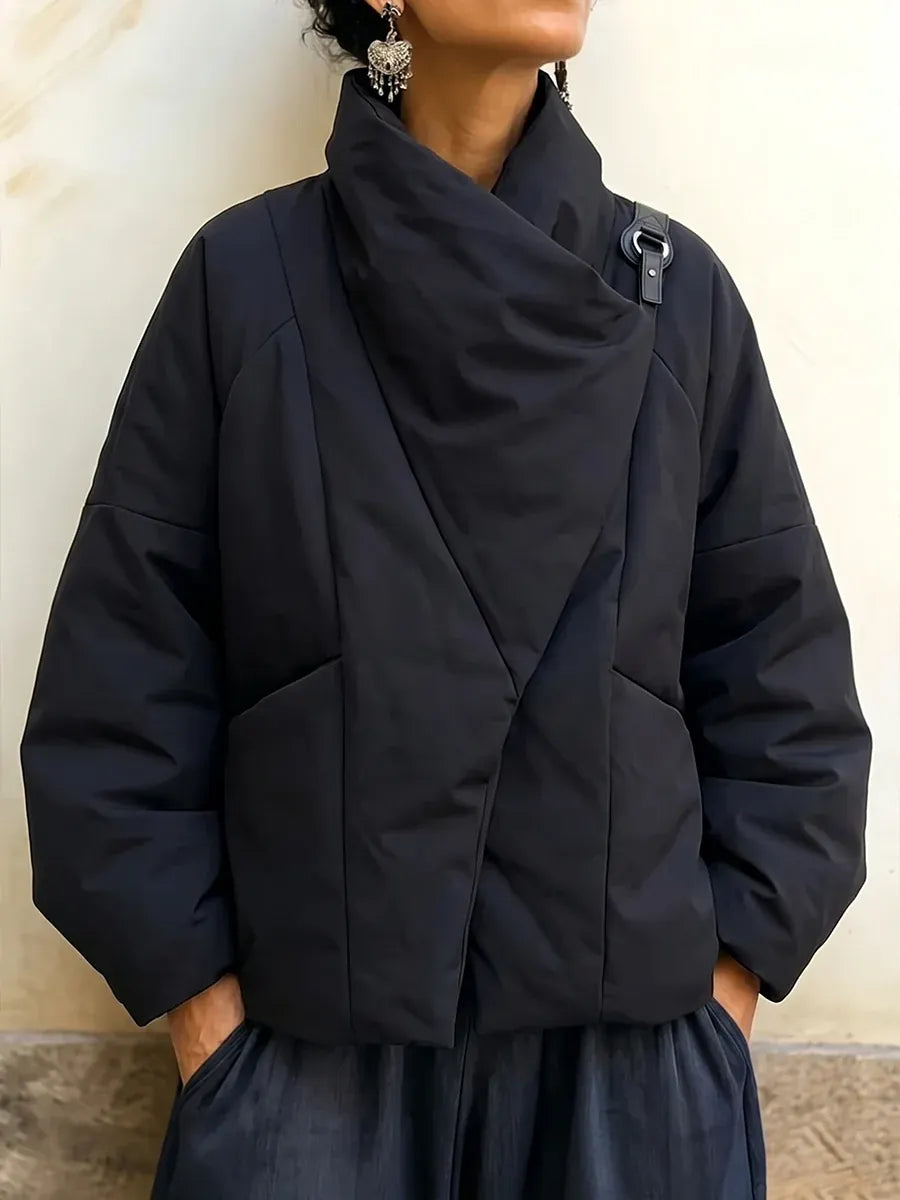 Ismena - Asymmetric High Collar Puffer Jacket