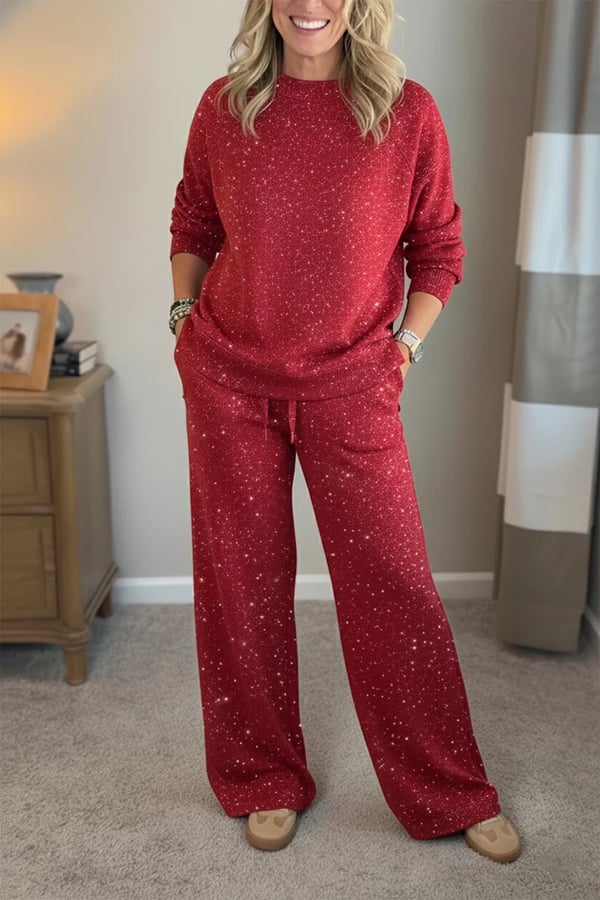 Celia - Shimmer-Finish Jacket and Trousers Set
