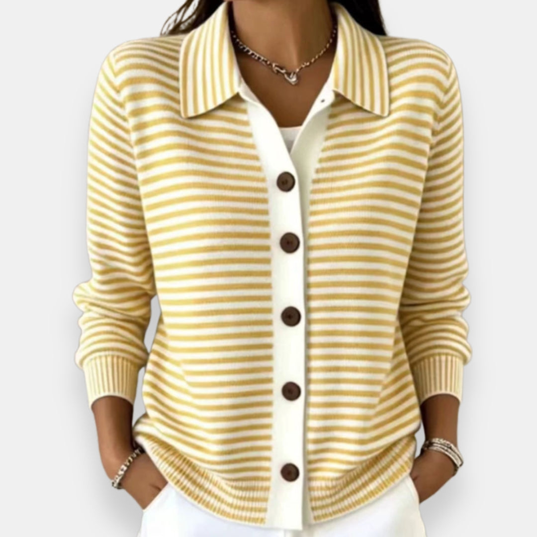 Yola - Striped Button-Front Cardigan