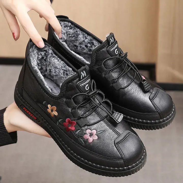 Verisse - Floral Embroidered Comfort Ankle Shoes