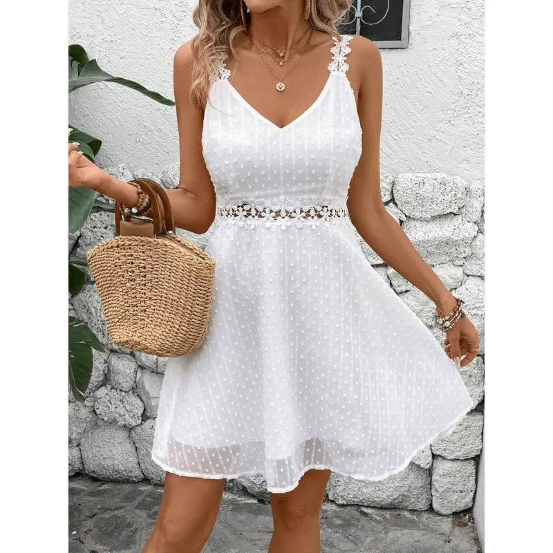 Noelline - Embroidered Strap Mini Dress