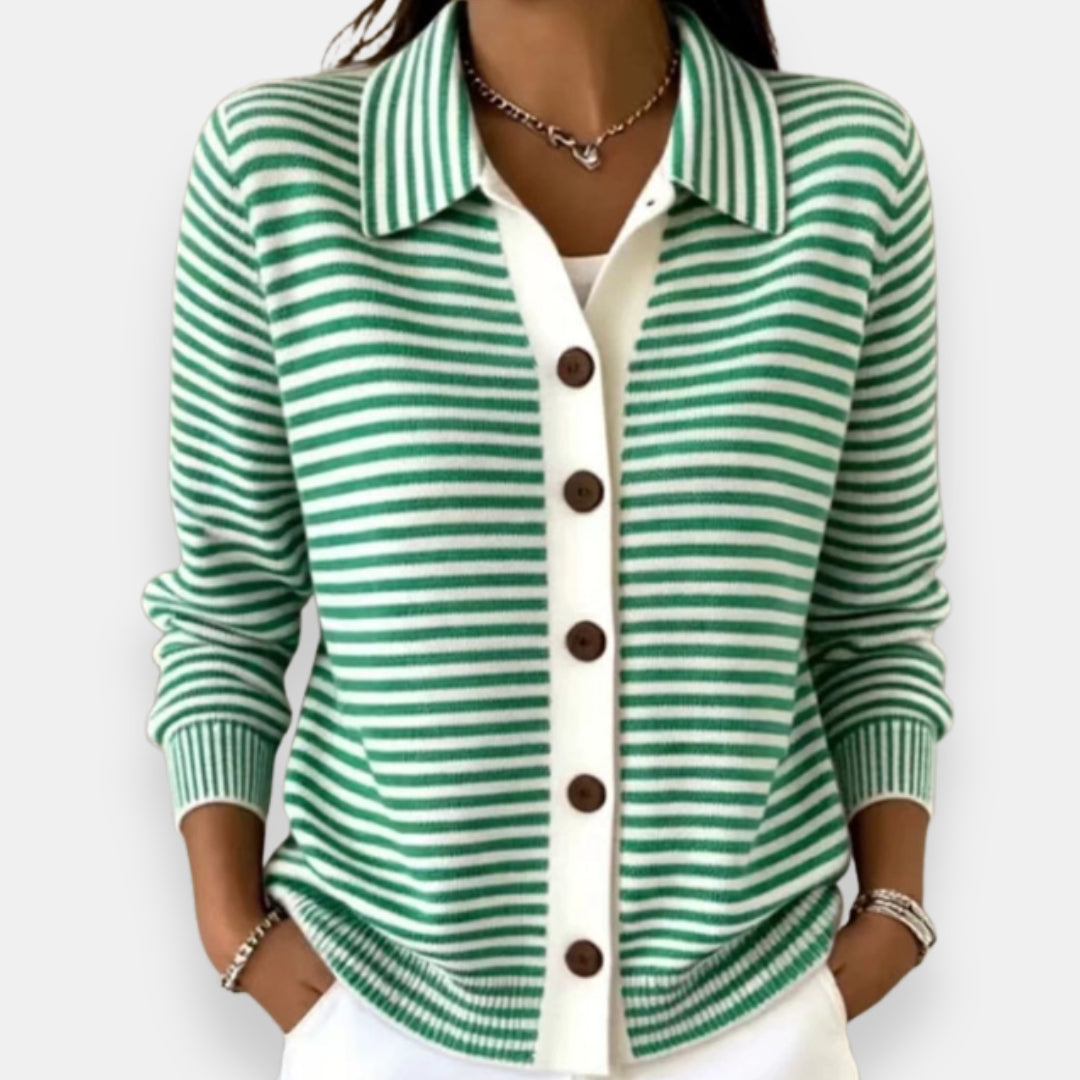 Yola - Striped Button-Front Cardigan