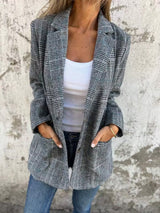 Eira - Tailored Plaid Longline Blazer