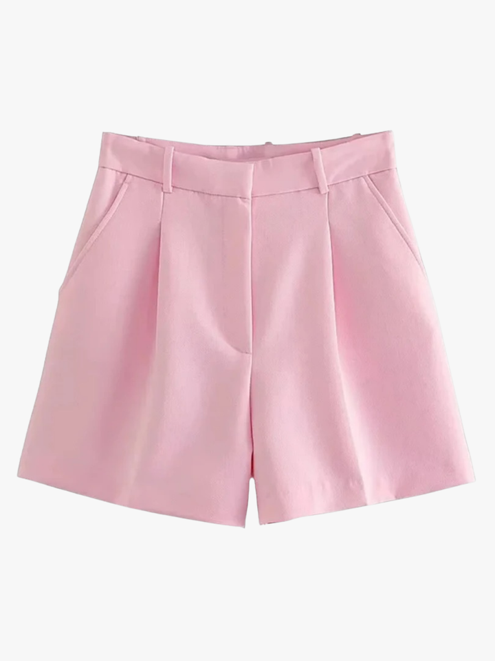 Mirelle - Tailored High-Waisted Pleated Shorts