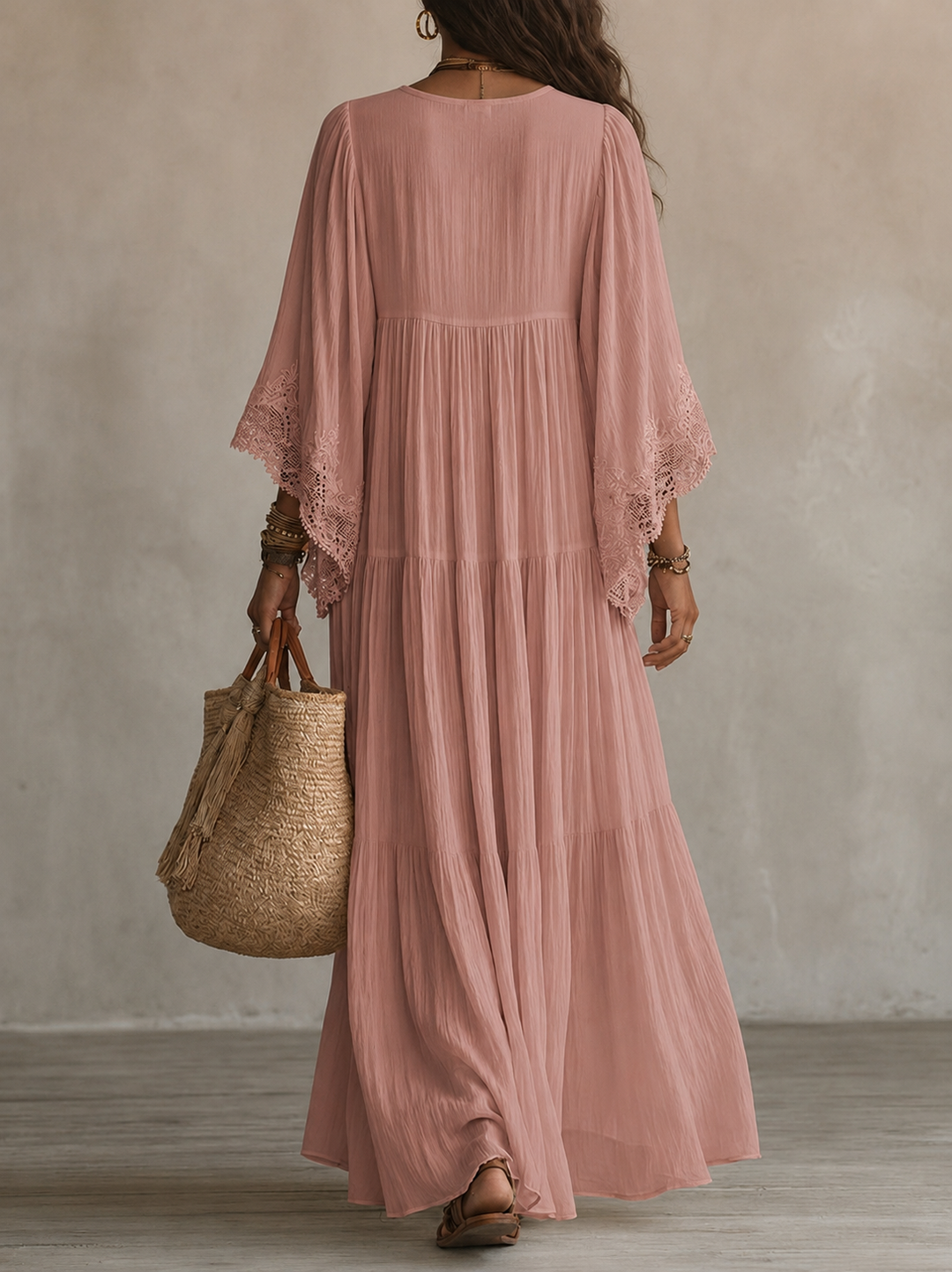 Aerinne - Airy Pleated Maxi Dress