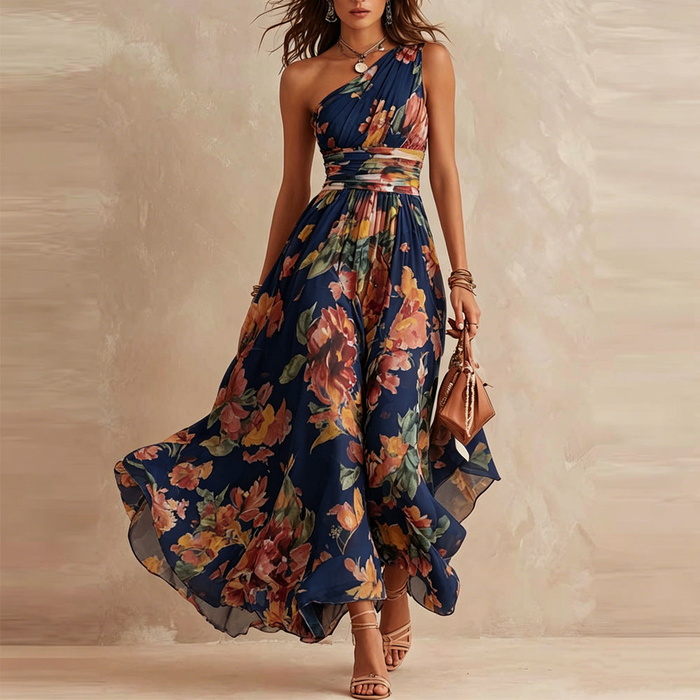 Alisa - Ethereal One-Shoulder Floral Maxi Dress
