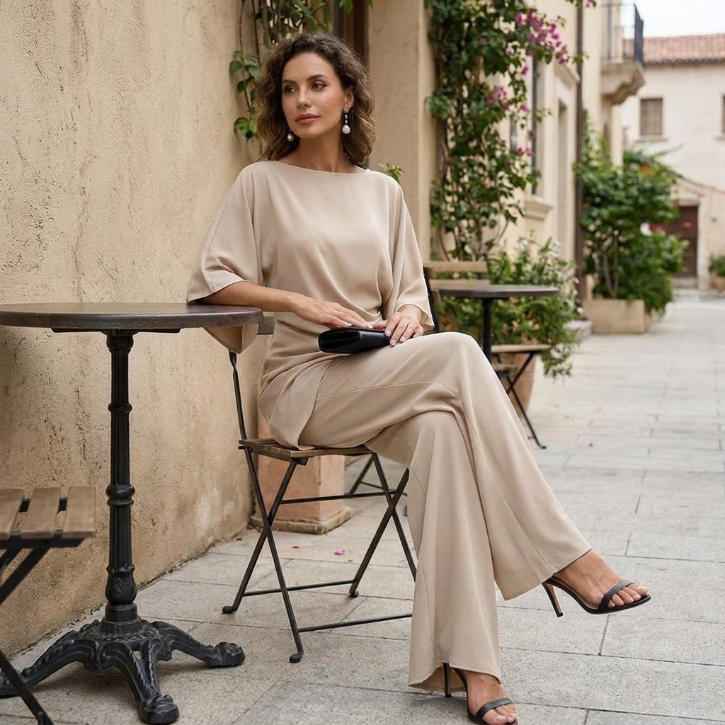 Liesa - Refined Cape-Sleeve Two-Piece Set
