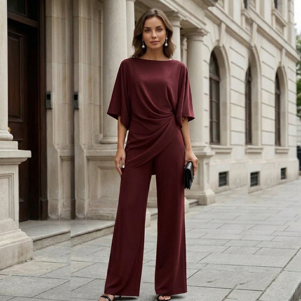 Liesa - Refined Cape-Sleeve Two-Piece Set