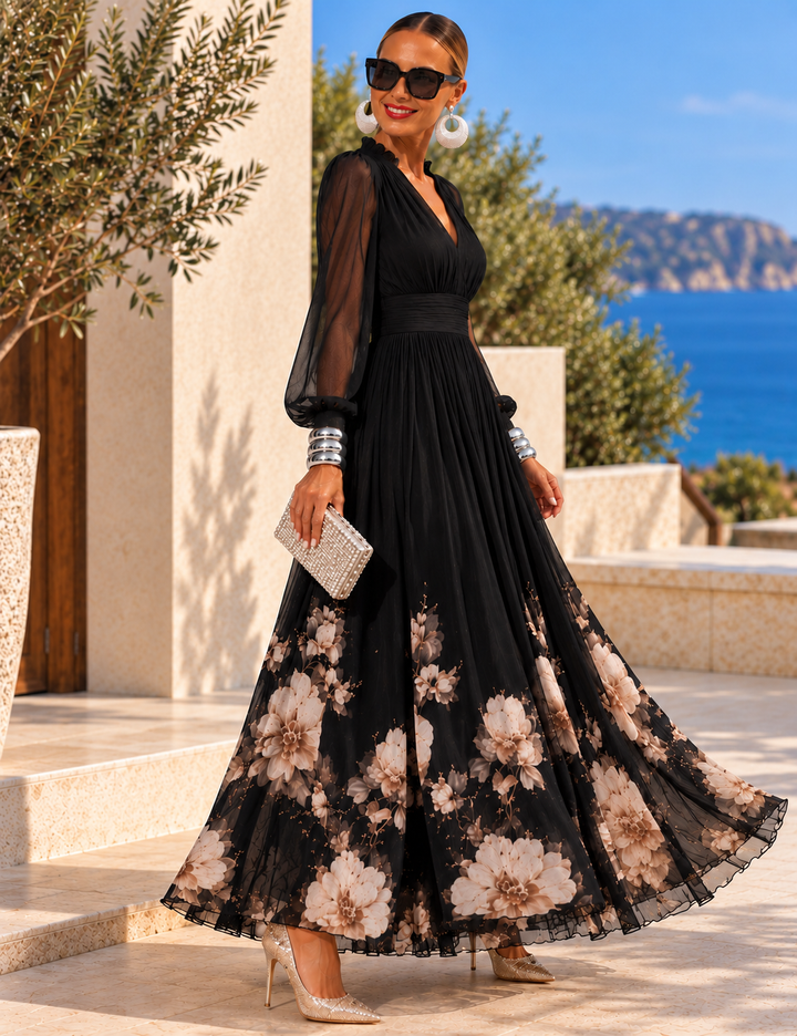 Pirelle - Waist-Defining Floral Maxi Dress