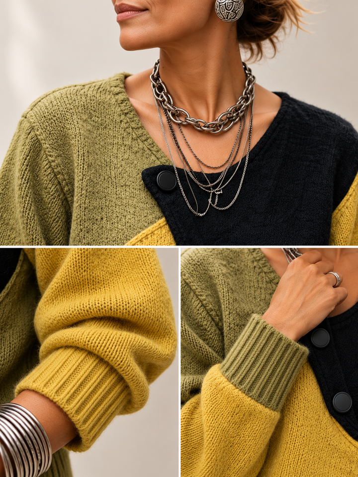 Ismay - Asymmetric Button-Front Cardigan