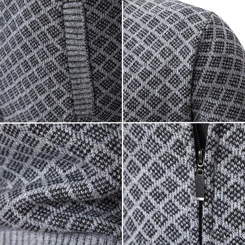 Aris - Patterned Zip Front Cardigan