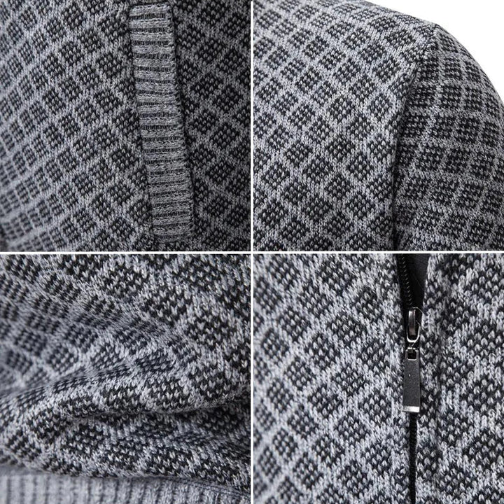 Aris - Patterned Zip Front Cardigan