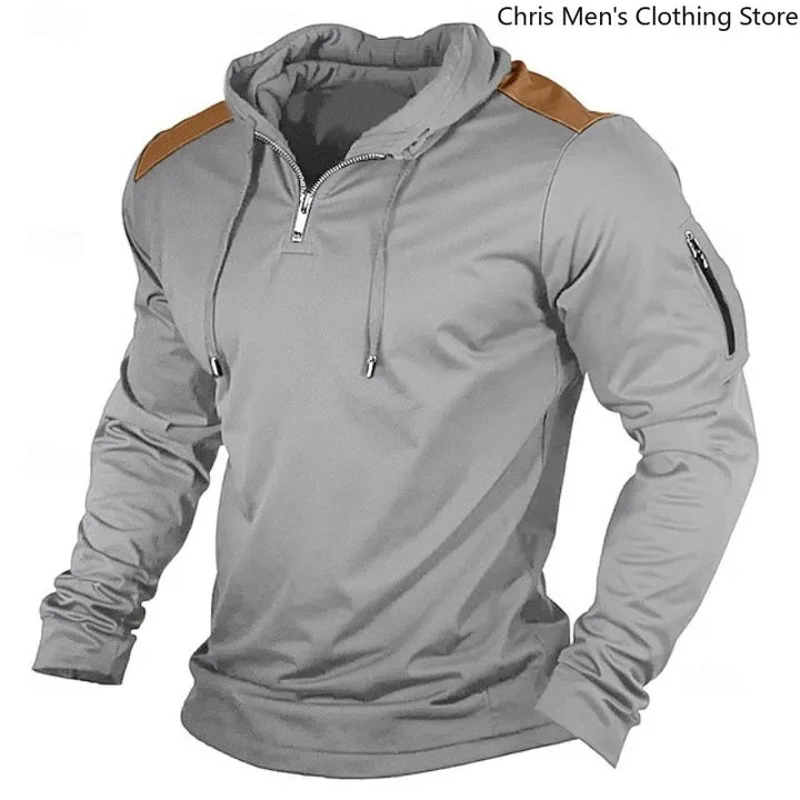 Carter - Contrast Shoulder Half Zip Hoodie