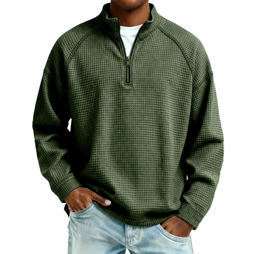 Jude - Textured Waffle-Knit Sweatshirt