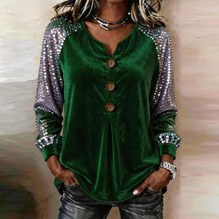 Cerina - Luxe Sequin-Sleeve Top