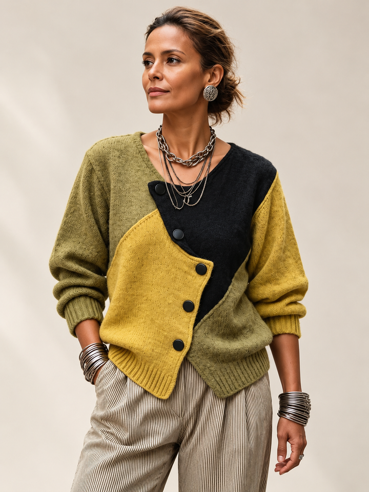 Ismay - Asymmetric Button-Front Cardigan
