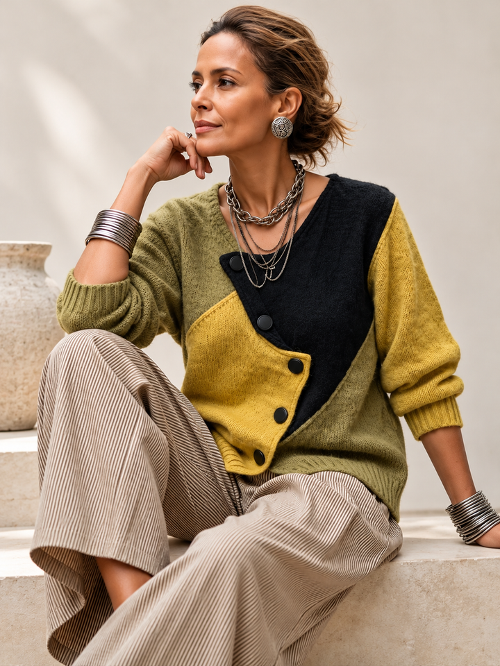 Ismay - Asymmetric Button-Front Cardigan