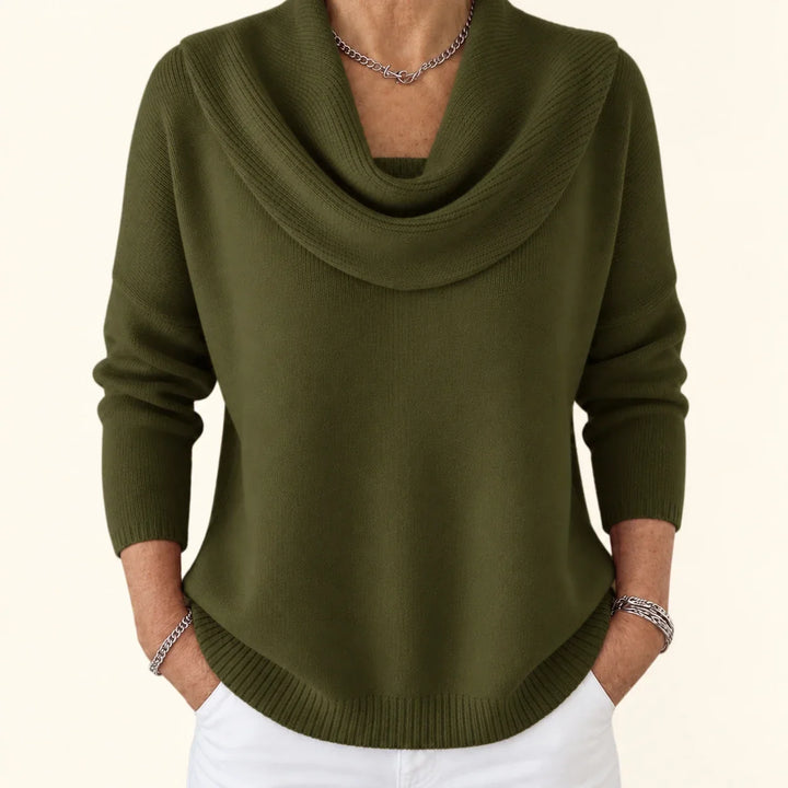 Esti - Soft-Touch Draped-Neck Jumper