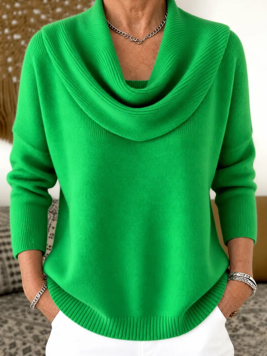 Esti - Soft-Touch Draped-Neck Jumper