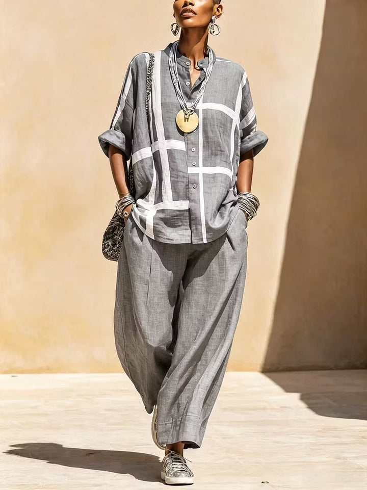Helisanne - Casual Button Front Two Piece Set