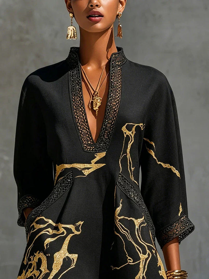 Sidonia - Luxe Marble-Print A-Line Dress