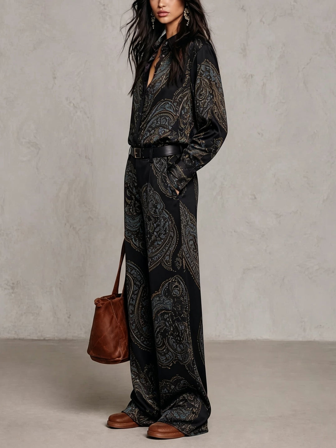 Jessamira - Silky Paisley Two-Piece Set