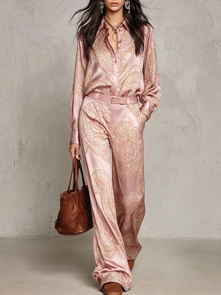 Jessamira - Silky Paisley Two-Piece Set
