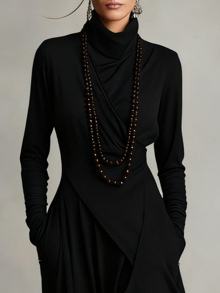 Celenora - Soft-Touch High-Collar Maxi Dress