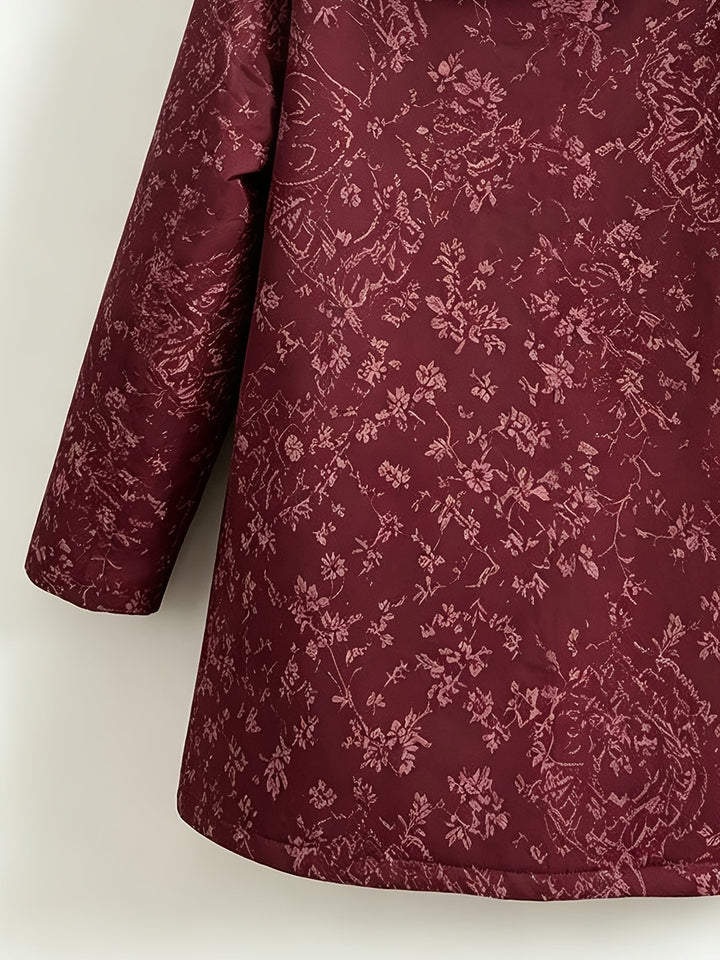 Runa - Floral Hooded Longline Coat