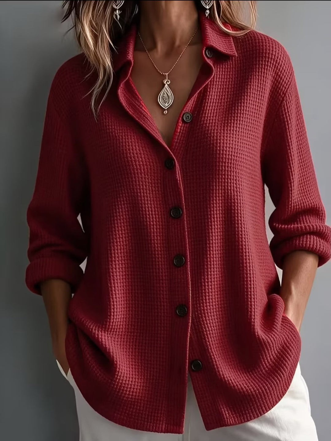 Imelda - Soft-Touch Long-Sleeve Blouse