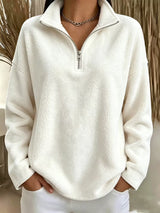 Tiana - Relaxed High Collar Fleece Sweatshirt