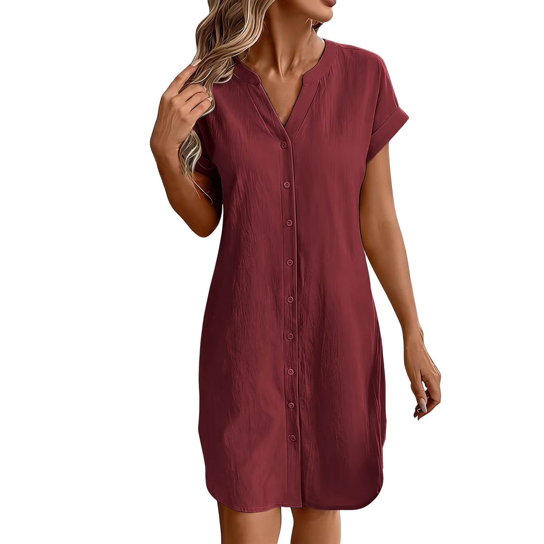 Ainslea - Textured Mini Shirt Dress
