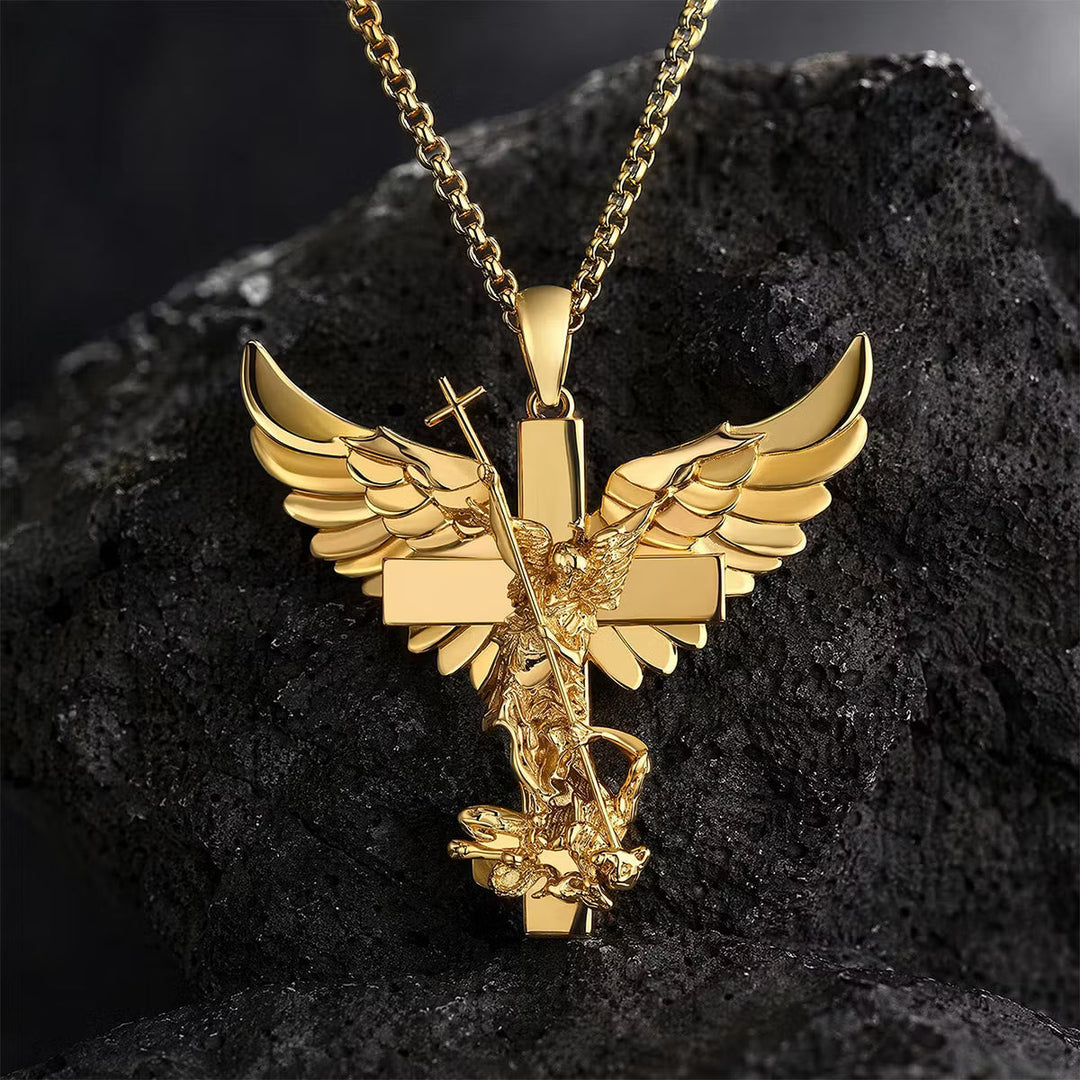 Klaus - Winged Angel Cross Pendant Necklace