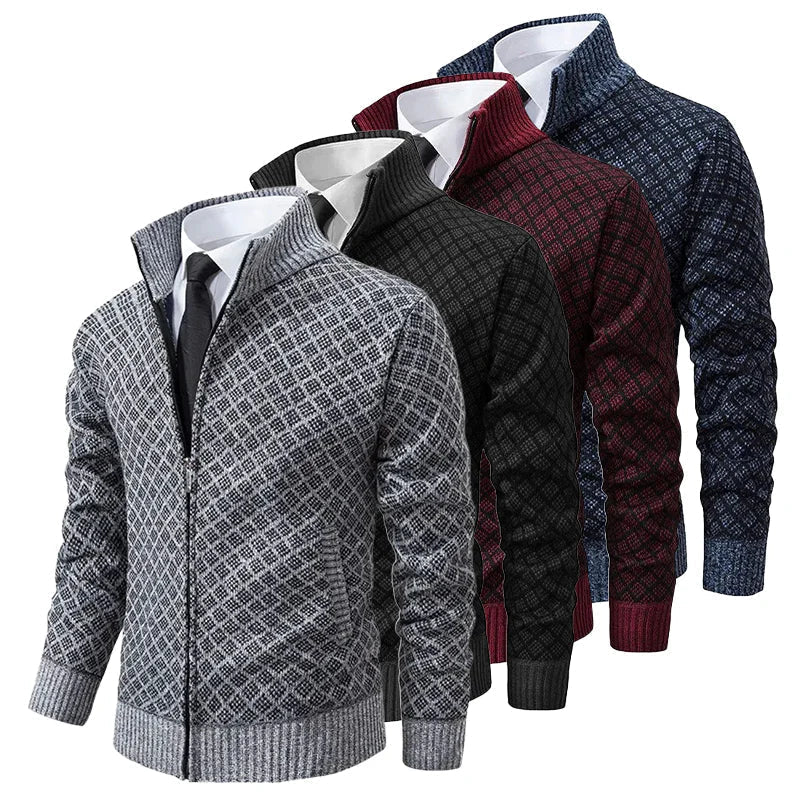 Aris - Patterned Zip Front Cardigan