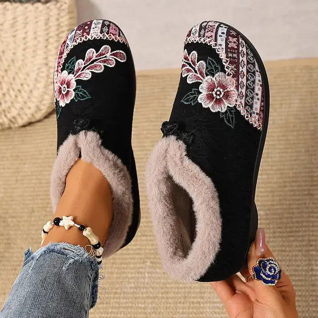 Isola - Floral Plush Lined Slip On Shoes