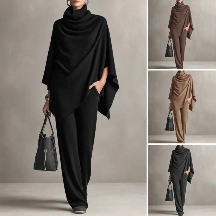 Kaelis - Draped Turtleneck Two Piece Trouser Set