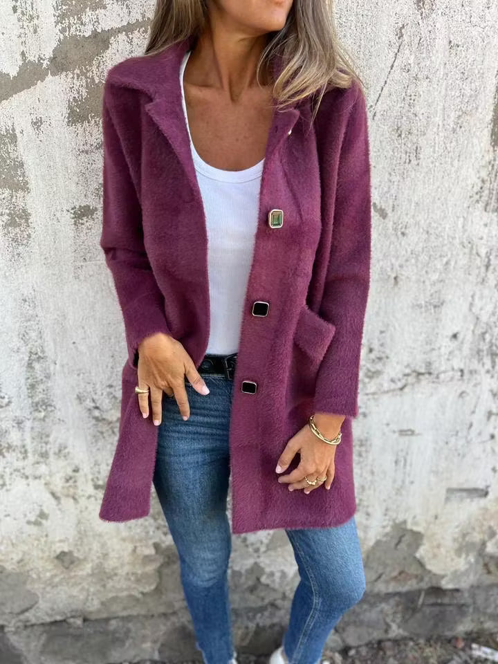 Fia - Soft Touch Button Front Longline Coat