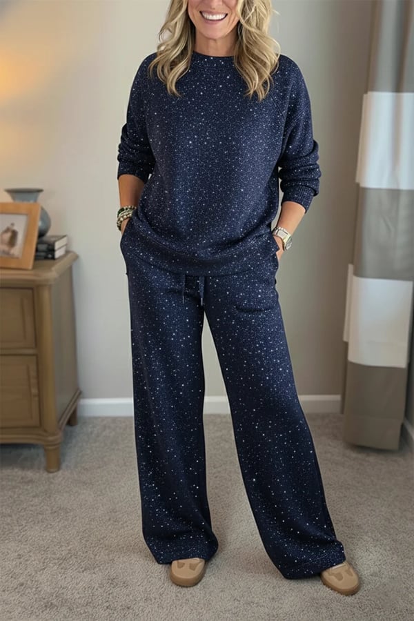 Celia - Shimmer-Finish Jacket and Trousers Set