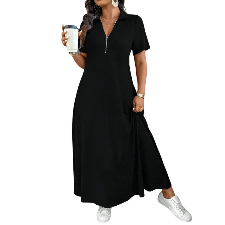 Primelle - Soft-Touch Zip-Neck Maxi Dress