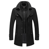Davin - Layered High Neck Mid Length Coat
