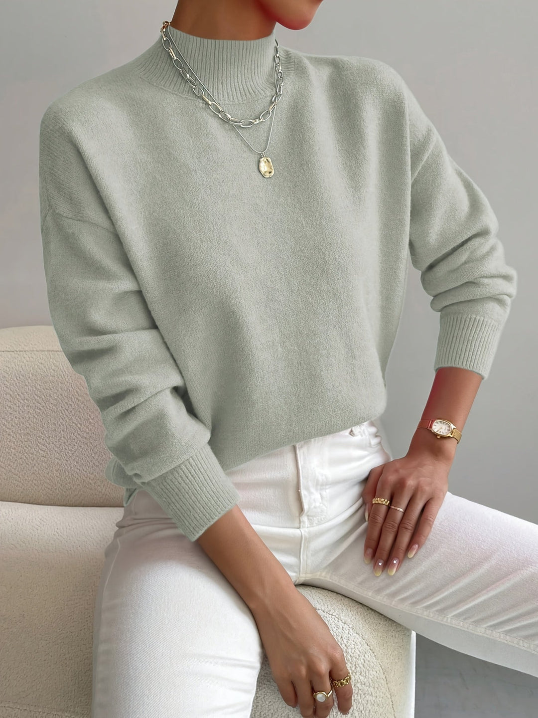 Astra - Mock Neck Relaxed Knit Sweater