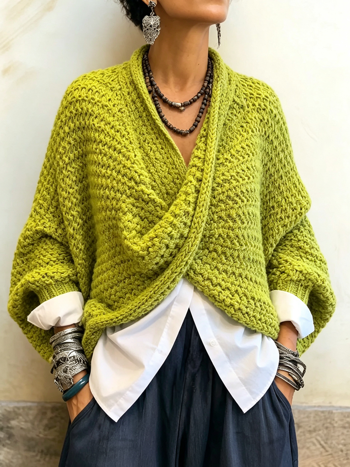Orelle - Textured V-Neck Sweater